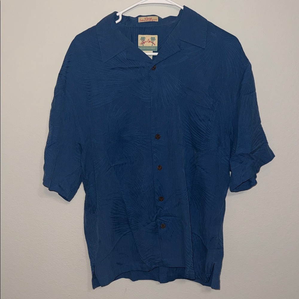 Reyn Spooner Blue Silk Cotton Casual Button Down Shirt - Small - B12